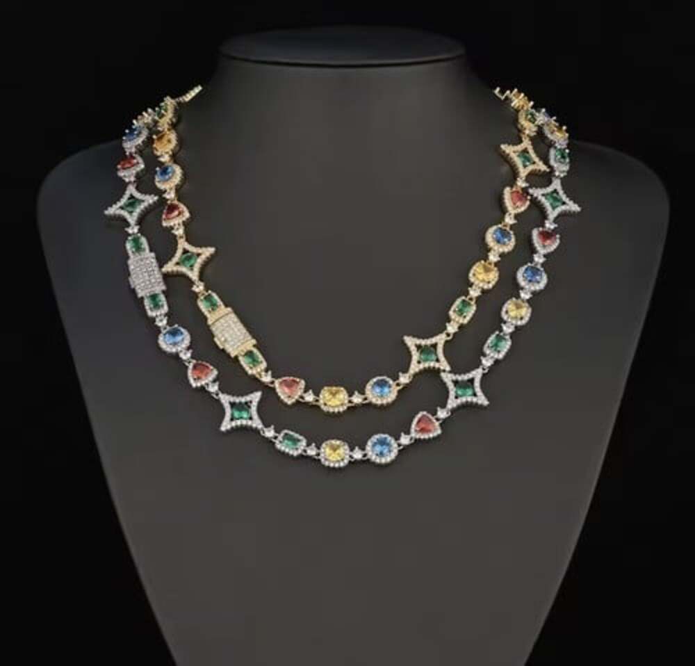colorful gemstone necklace cz - Picture 2 of 5